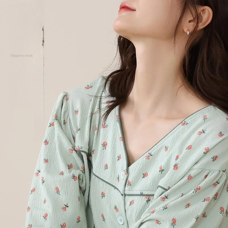 XIN1BU Pajama Set Women's Pea Green-1