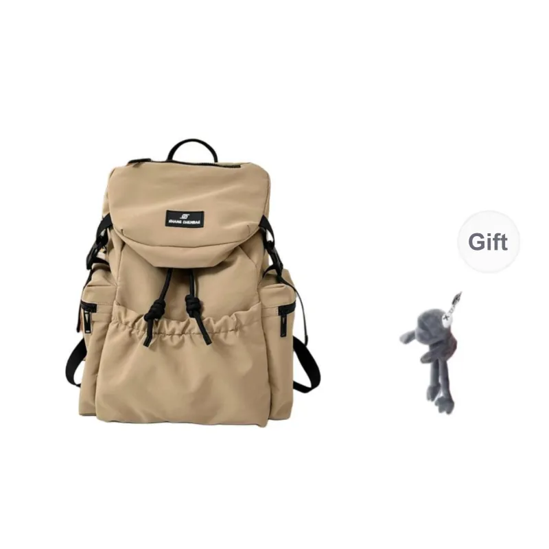 URBAN FOREST Nylon Backpack Unisex Ecru/Light Gray/Black/Orange Red/Khaki-15