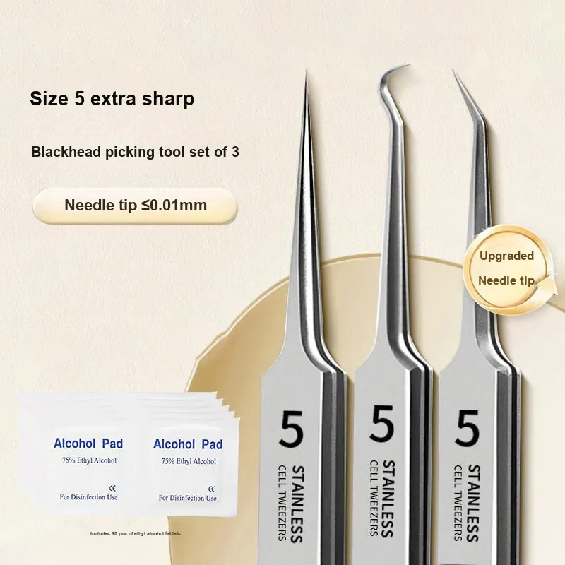 JIANYINGSHU Ultra Sharp Blackhead Remover Set Of 3 Make up Tools Blackhead Removal Needle-1