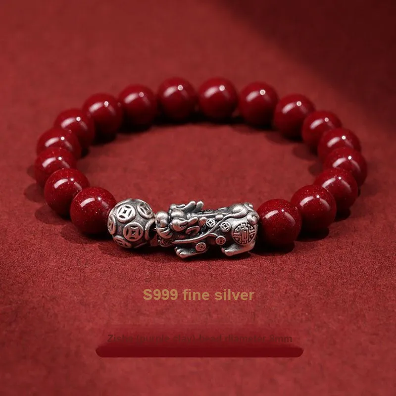WUMZK Reconstructed Cinnabar Bracelets Unisex-7