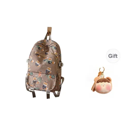 URBAN FOREST Nylon Backpack Unisex Brown/Pink/Beige/Green/Black