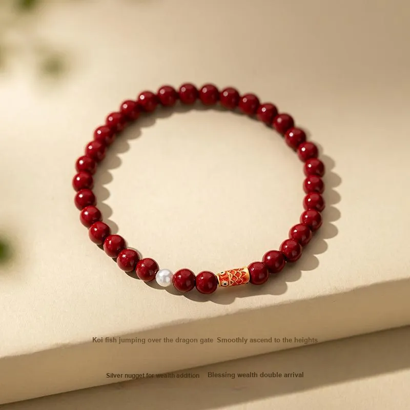 QLADY Reconstructed Cinnabar Bracelets Unisex-6