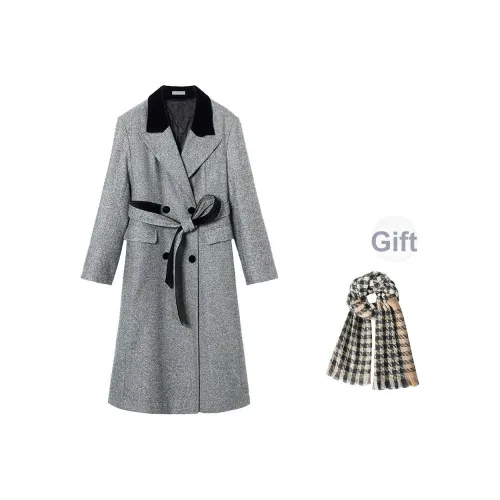 7 SEVFUN Серый С подарками Шарф Женское Пальто