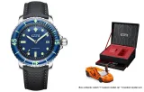 Silver Case Blue Dial Black Leather Strap-Model Car Box (Random Model Car)