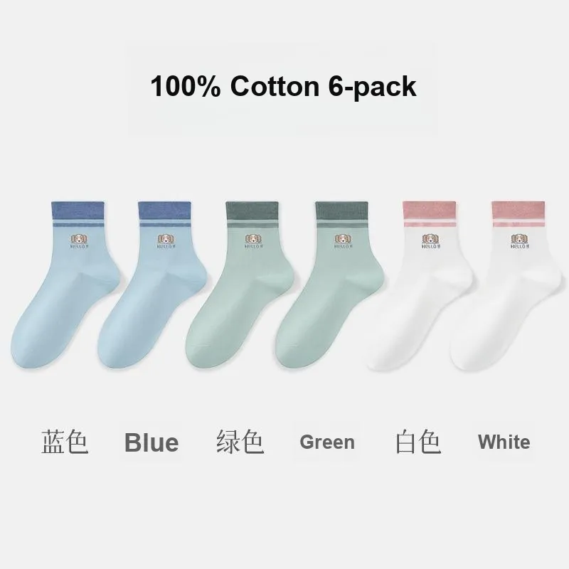 H YXIANG Mid Calf Socks Unisex 6 Pack-3
