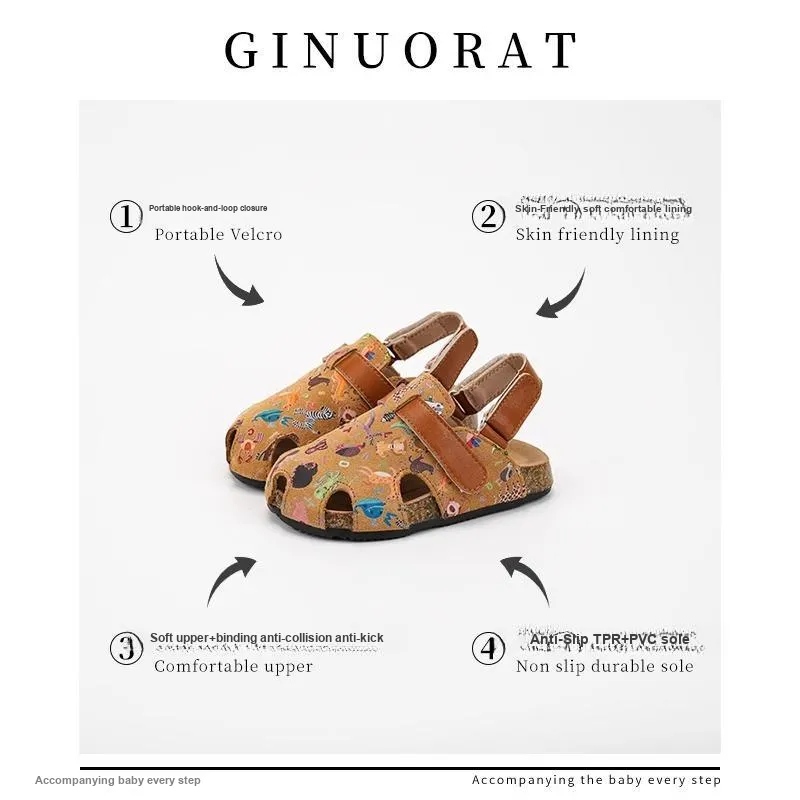 QINUOSHU Slip Resistant And Breathable Low Top Children's Sandals Yellow Children Aged 3 7 Years Old-1