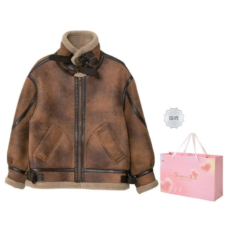 SUNSUNTOWN Leather Jackets Women's