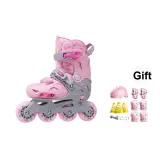 Double Buckle[Exclusive-Peach Pink]Helmet Protective Gear+Backpack+Roller Skating Gift Package