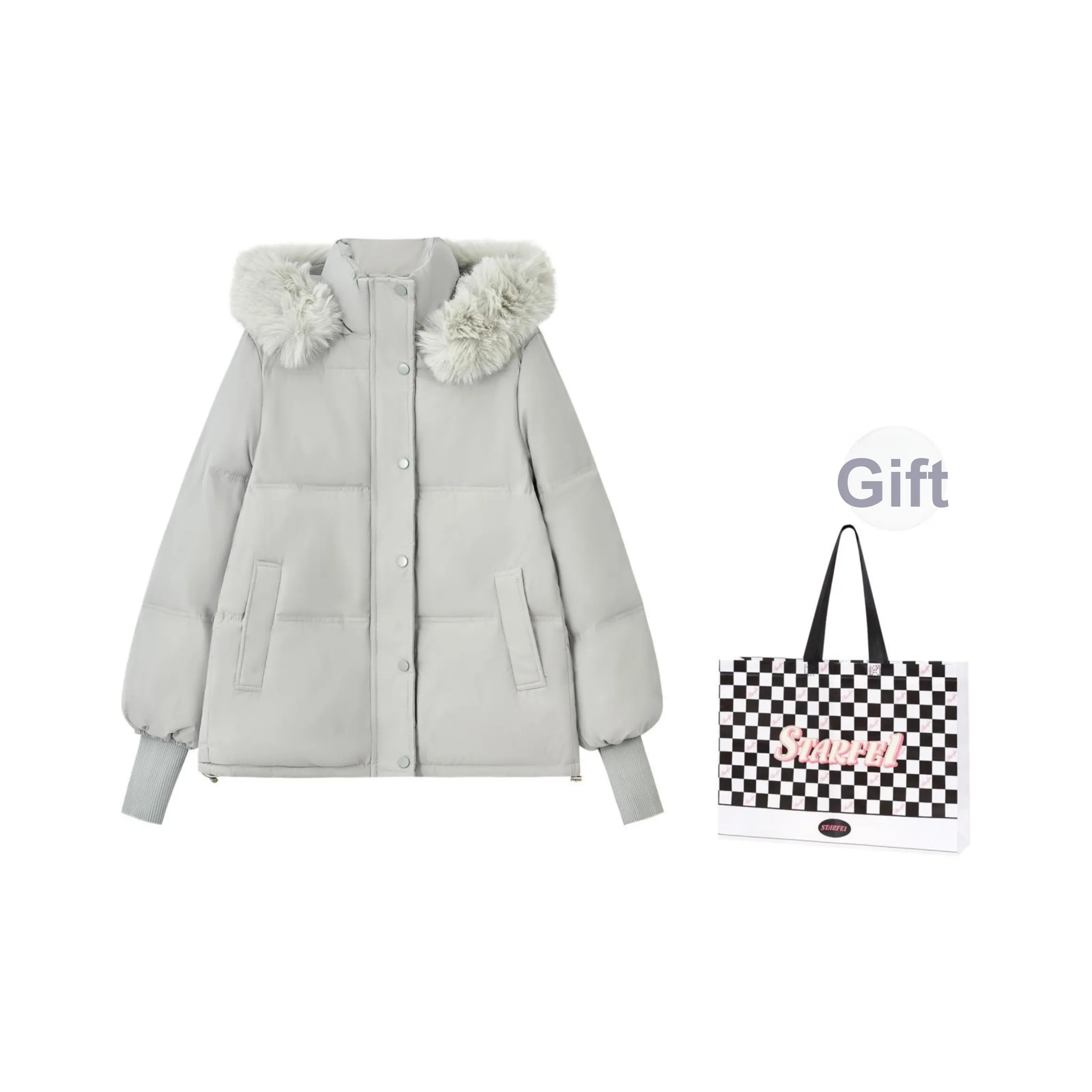 STARFEI Светло-синий женский пуховик