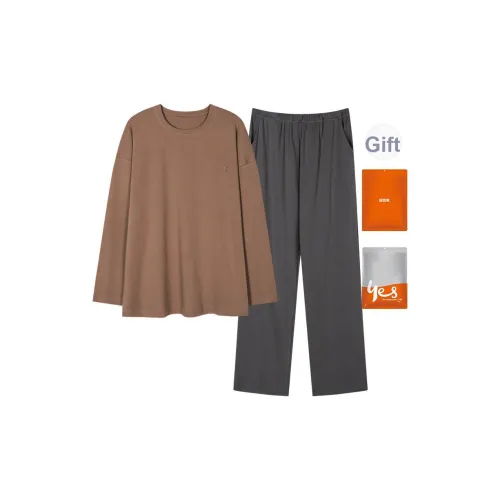 Удобный и освежающий комплект пижам мужского пола коричневый