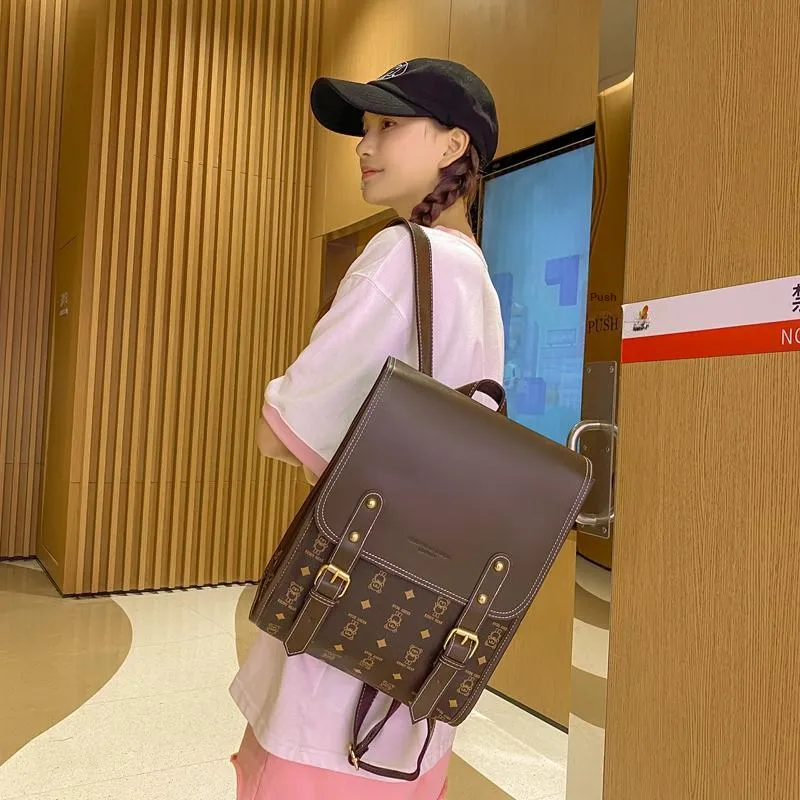 Yalu PU Backpack Women's Khaki/Pink/Coffee/Brown-16