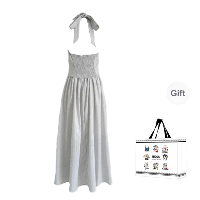 BDGU Sleeveless Dresses Women's White Stripes-1
