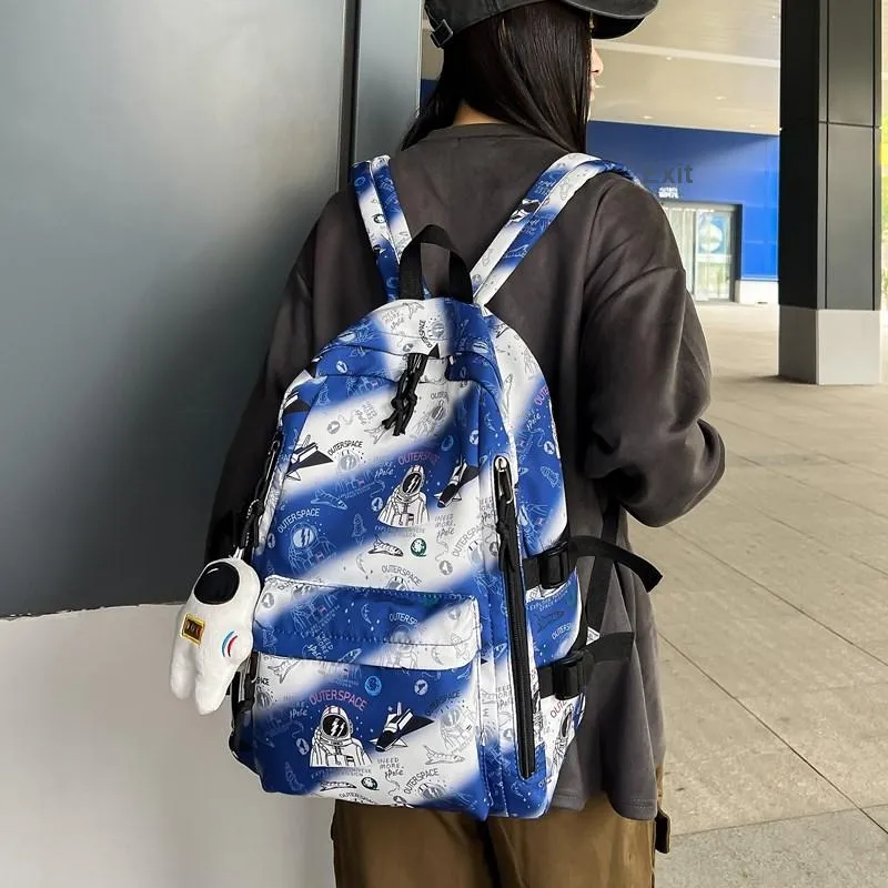 Single Warehouse Nylon Backpack Regular Unisex Blue/Green/Gray/Black-2
