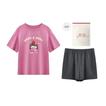 Red Beans At Home Pajama Set Women's Sparkling Pink