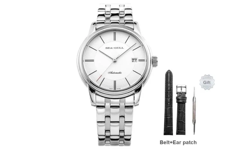 Sea Gull National Collection Automatic Mechanical Movement Steel Strap Watch Men's Watches White Dial-8