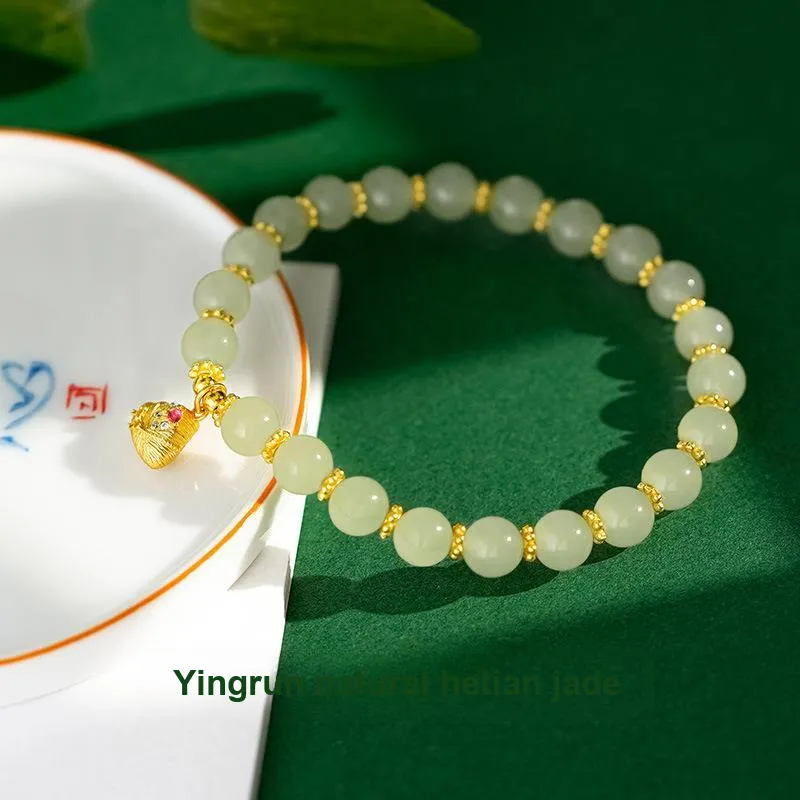 WEITIANXUAN Hetian Jade Bracelets Pale Greenish White Jade Women's-3