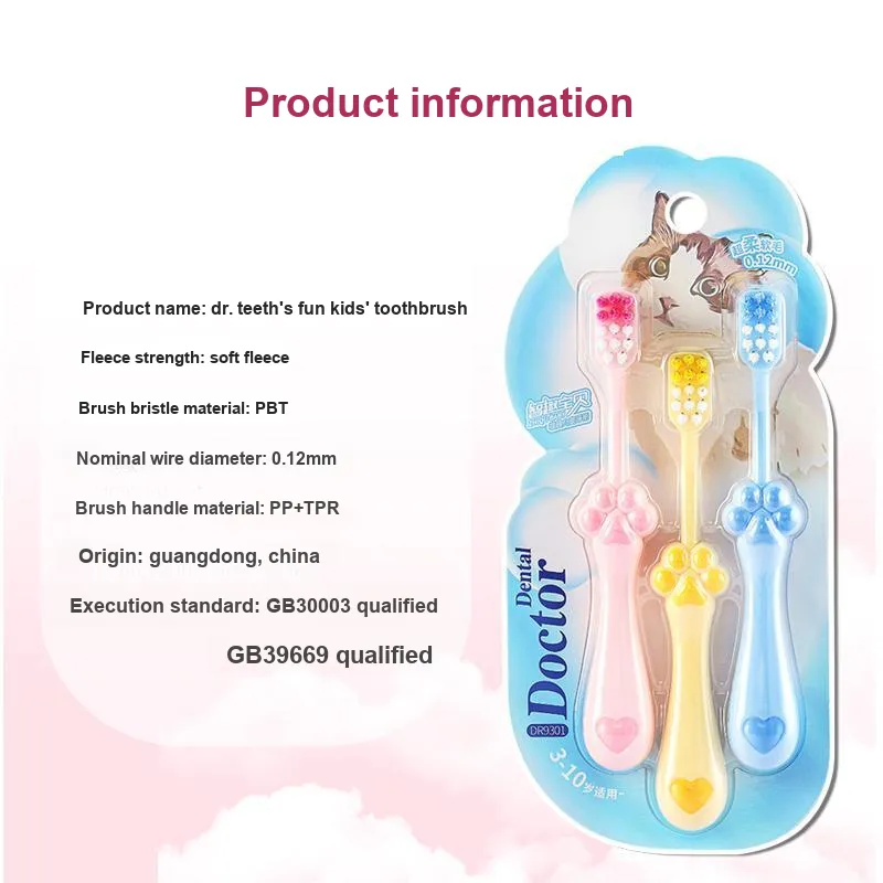 Dr. Tooth ZhiQu Baby Kids' Toothbrush Tooth Cleaning Gum Protection 3 Pcs-2