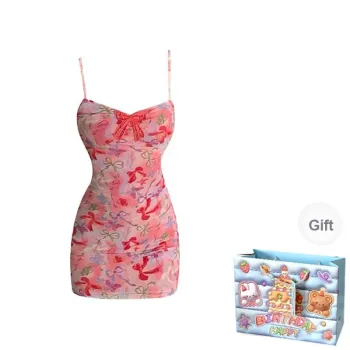 QUIET ANGEL Slip Dresses Women's Pink Floral Shopping Bag