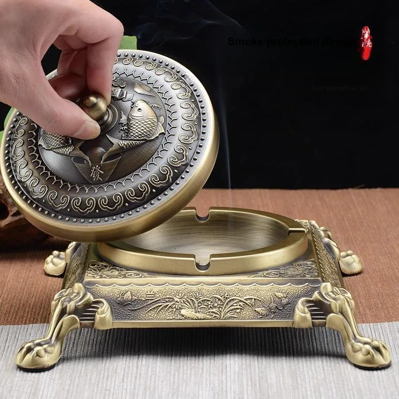 Xuan Rafters Pavilion Extra Large Vintage Nordic Style With Lid Ashtray Ornament Office Desktop Craft Gift-4