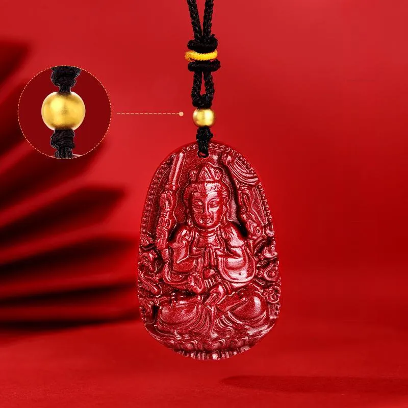 JINLIUFUJIXIANG Reconstructed Cinnabar Necklaces Unisex-26