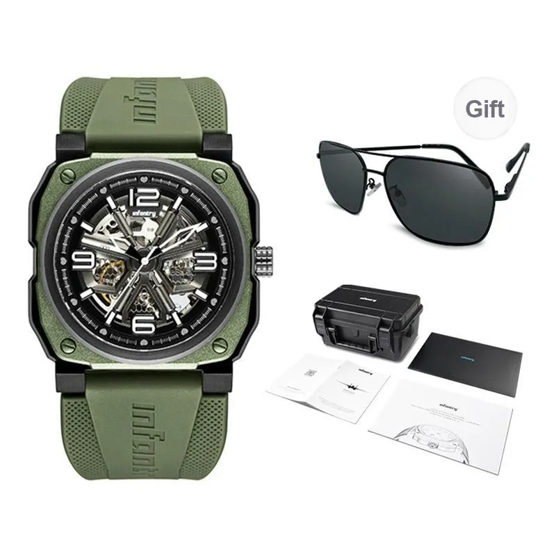 INFANTRY Hero Collection Mechanical Movement Watch Men's Watches Cut Out Dial-0