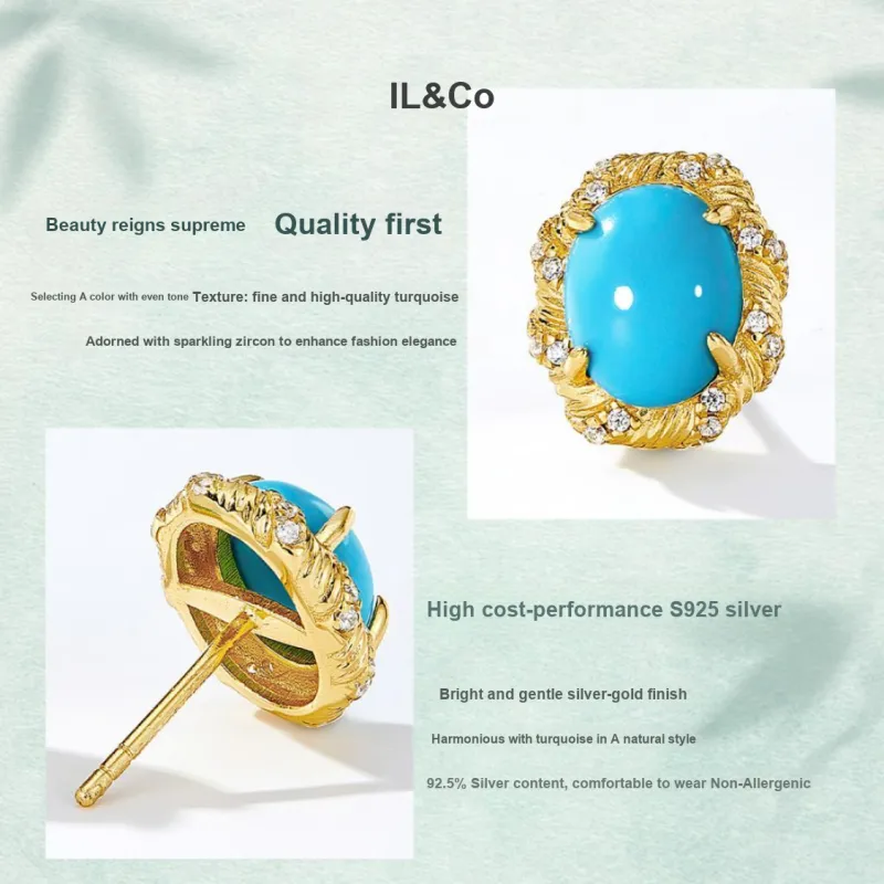 IL&CO. Turquoise Stud Earrings Women's-5