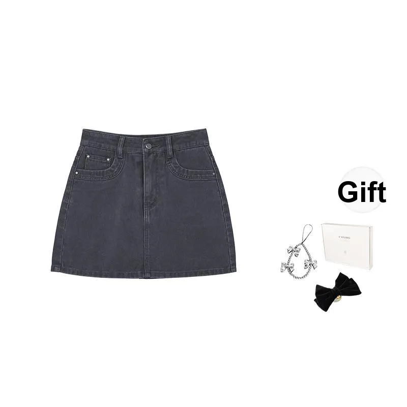 Fstudio Summer Korean Style A Line Versatile 100% Cotton Fashion Denim Short Skirts Women's