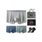 Seamless 3 Pack (Dusk Blue+Asphalt Gray+Moon Gray) with 2 Pack Socks+Shopping Bag