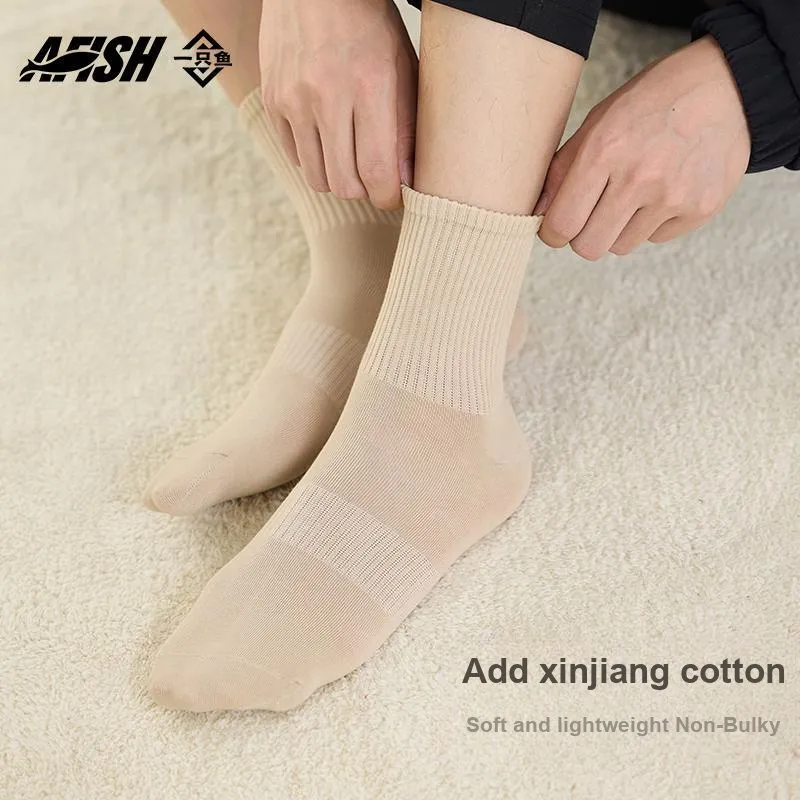 AFISH Mid-Calf Socks Men's 5 Pairs Shopping Bags-11