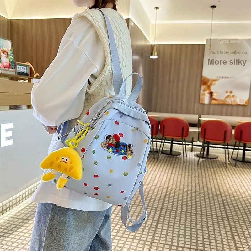LUVISTRUE Nylon Backpack Regular Women's White/Yellow/Blue-13