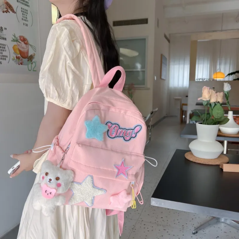 Yalu Nylon Backpack Regular Unisex Yellow/Green/Pink-18
