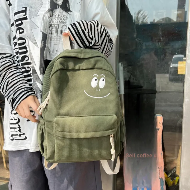 GEERDUN Corduroy Backpack Unisex Black/Gray/Green/Brown-6