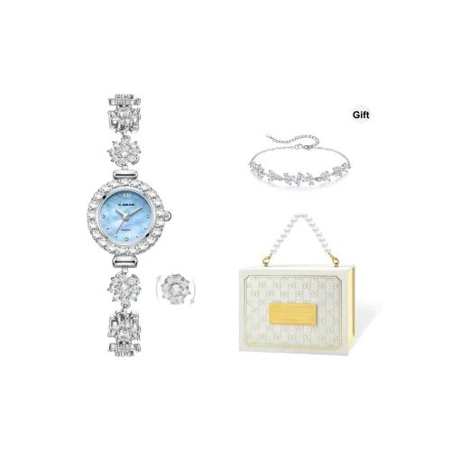 X Шестерня Кварцевый механизм Нержавеющая сталь Ремешок Часы Женские часы Синий циферблат