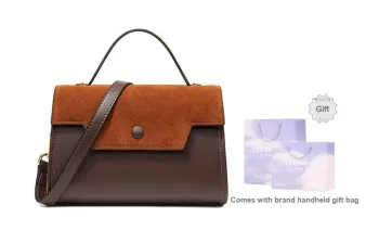 Teenmix Cow Leather Kelly Bag, One Shoulder Handbag Trumpets Women's Khaki/Black/Red Brown