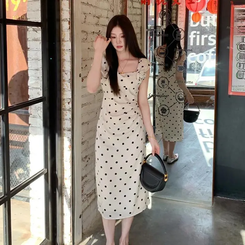 DEDY Sleeveless Dresses Women's Polka Dot Rice Shopping Bag-3