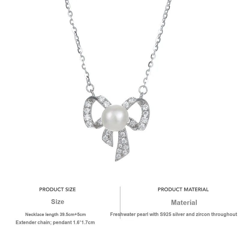 Yiru S925 Silver Freshwater Pearl Necklaces Women's-4
