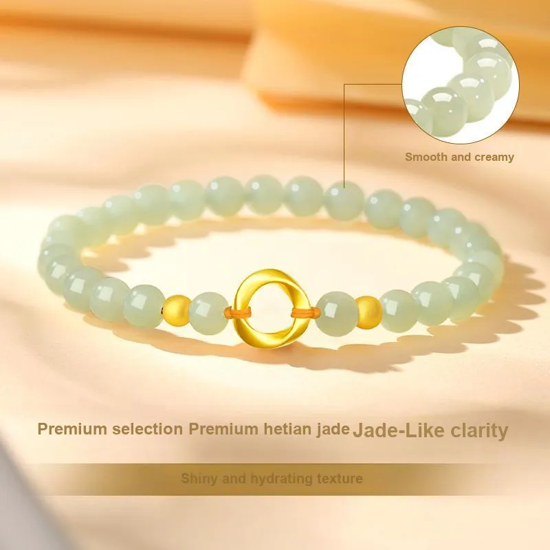 ALLOVE Hetian Jade Bracelets Pale Greenish White Jade Women's-3