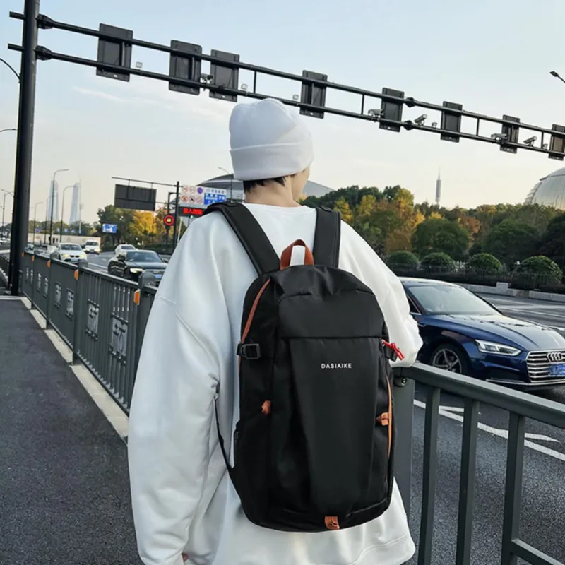 TAKI Abrasion Resistant Oxford Backpack Unisex Black/White/Orange/Blue-2