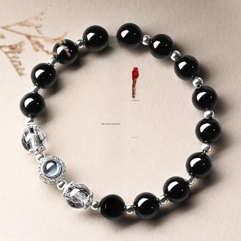 Lang Wind Natural Obsidian Bracelets Unisex-3