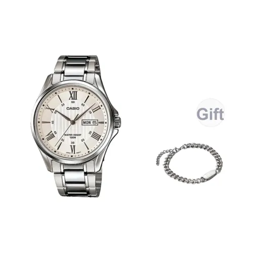 CASIO Кварцевый механизм Часы Мужские Серебристый циферблат