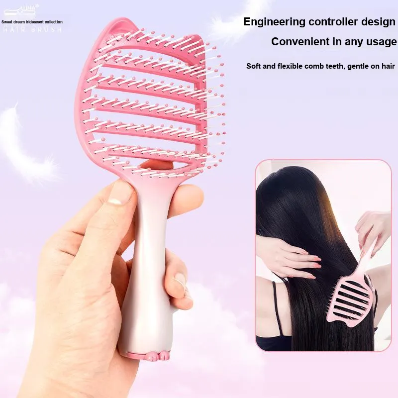 Gentle Welcome Kitten Massage Comb & Hair Styler For High Skull Top, Portable Travel Dormitory Rib Comb Fluffing Up-7