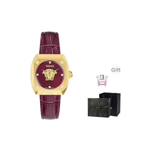 VERSACE MEDUSA Коллекция ANTARES Наручные часы Кварцевый механизм Коровья кожа Ремешок 35 мм Красный циферблат Унисекс