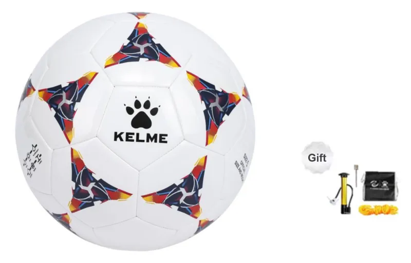 KELME 4/5 Size Professional Durable TPU Machine Stitched Soccer Ball Unisex White Black-1