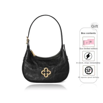 CASSILE Italy Imports Cowhides Crescent Bag, Handbag, Shoulder Bag Regular Small Size Women's Truffle Black