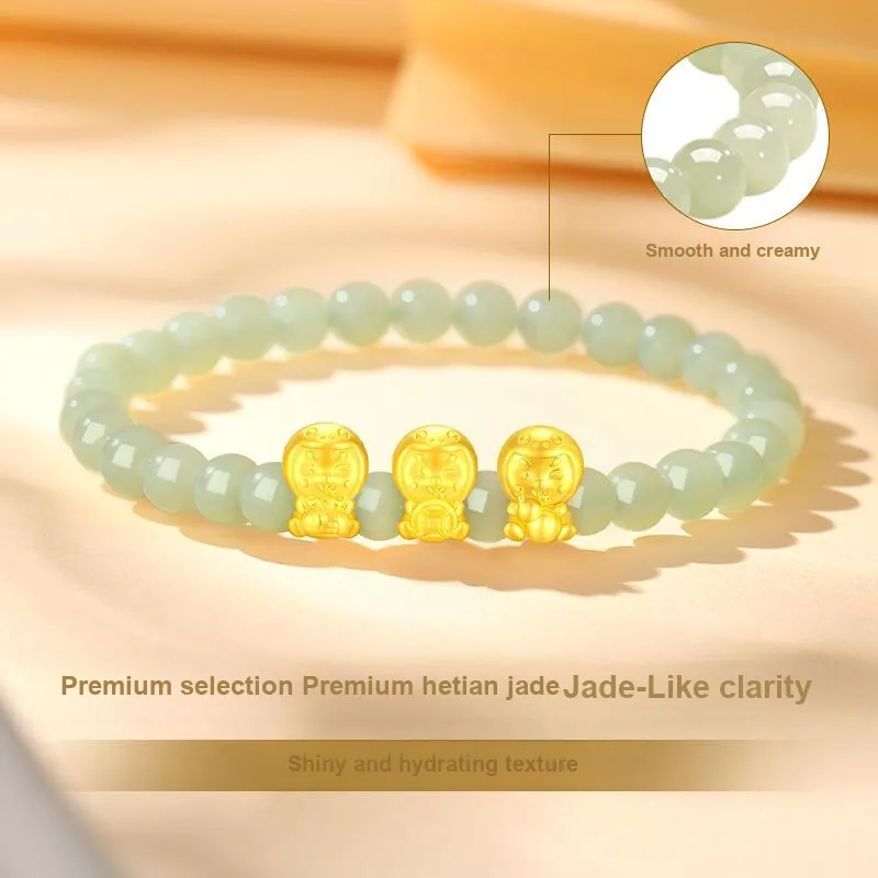 ALLOVE Hetian Jade Bracelets Pale Greenish White Jade Women's-3