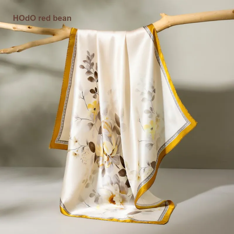 Red Bean Mulberry Silk Scarves Women's-13