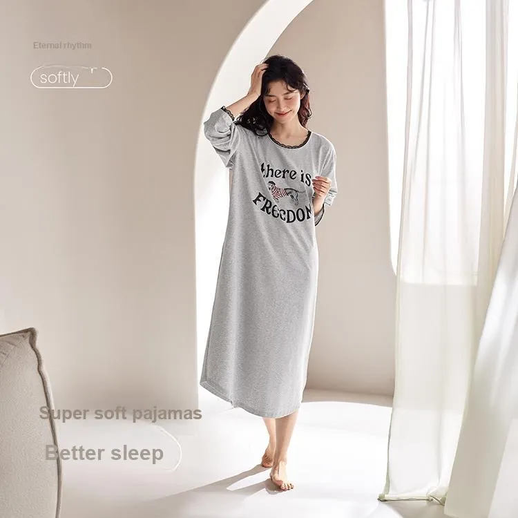 JINGYUN Nightgown Women's Bean Gray-1