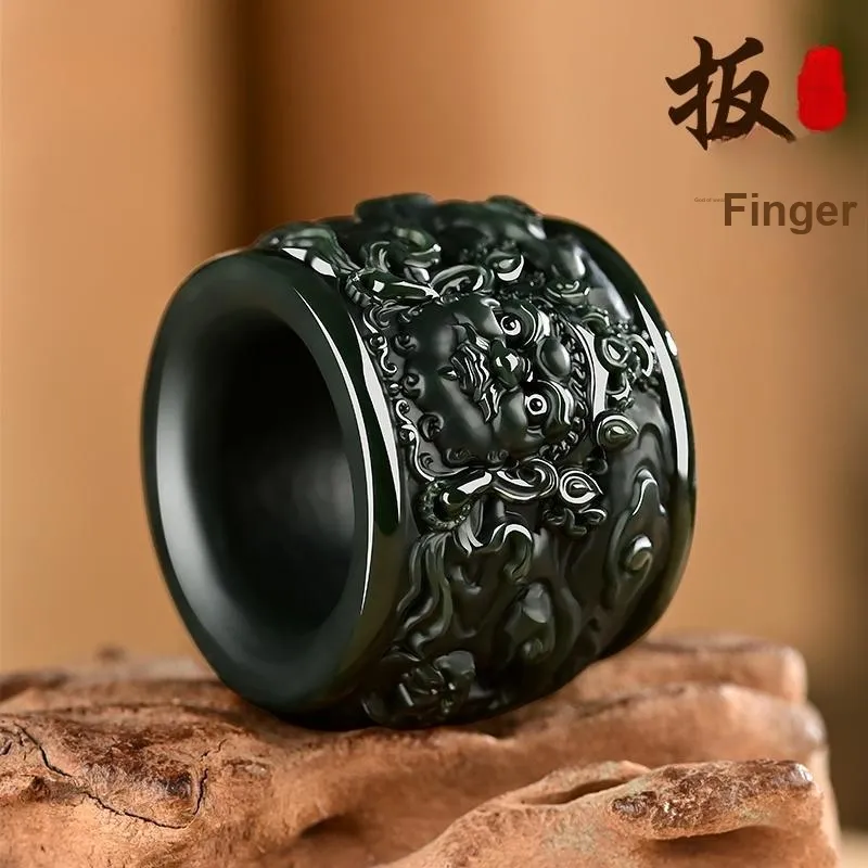 MY WORLD BEGINS AND ENDS WITH YOU Hetian Jade Rings Green Jade Men's-1