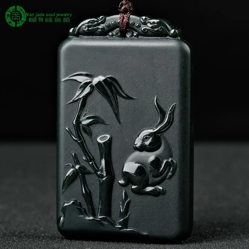 WANYUHUN Hetian Jade Pendants Green Jade Unisex-22