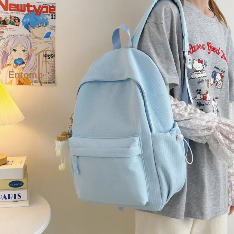 AIBAG Nylon Backpack Unisex White/Black/Pink/Green/Blue-29